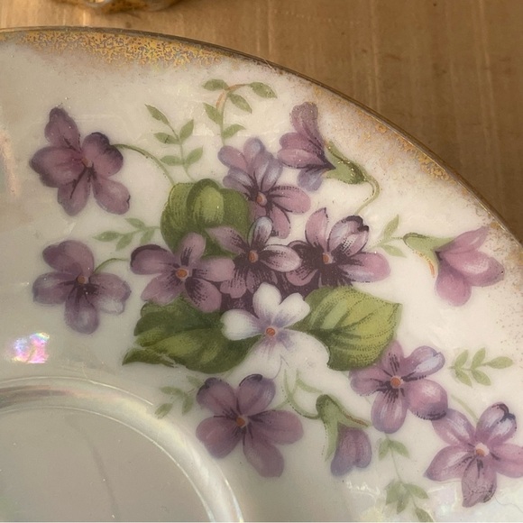 $20 SALE Antique Purple Violet China Teacup & Saucer 2 Piece Set Ucagco Amethyst - Picture 9 of 13